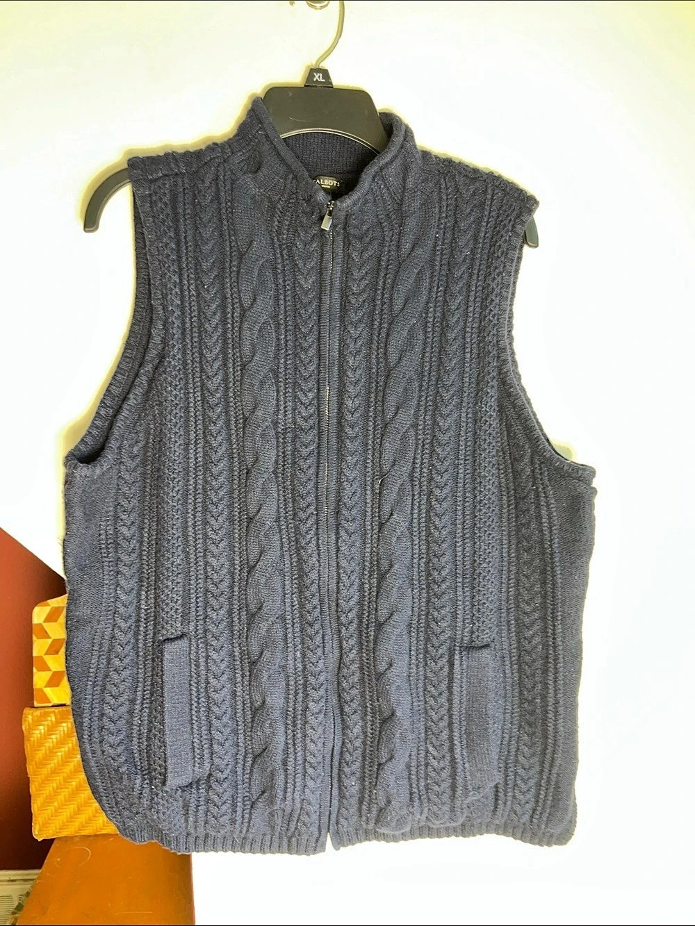 Talbots Cable Knit Full-Zip Sweater Vest Navy Blue Size 2X